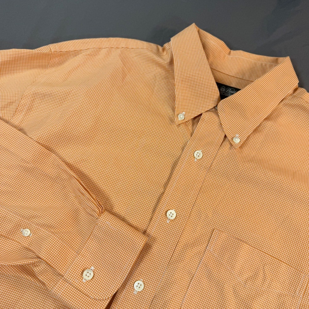Brooks Brothers Country Club Mens XL Orange Supima Cotton Non-Iron Shirt 0957